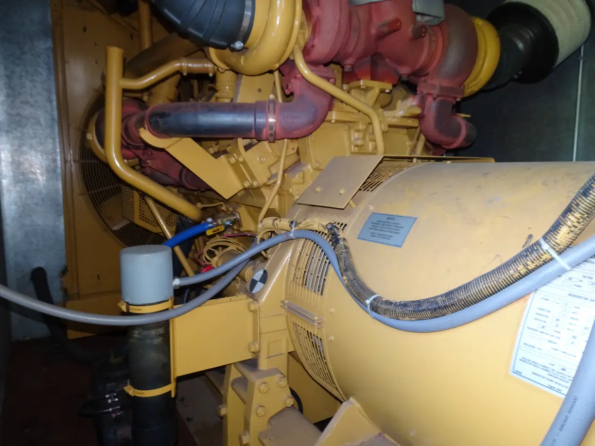 Yellow power generator equipment engine inside machinery